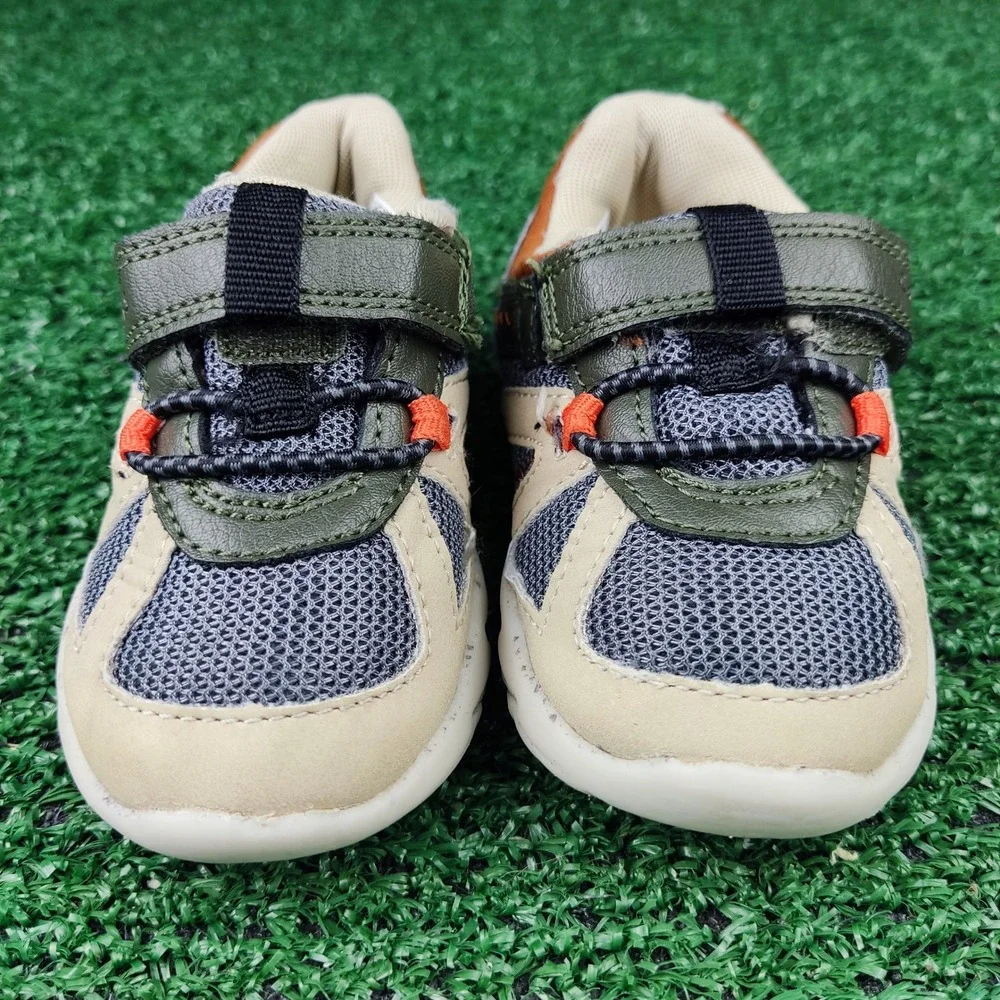 Carter's Sneakers‎ Kids 4.5M Tan Rogan-BP Athletic Hook Loop Mesh Speckled Sole